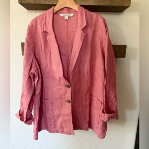 Coldwater Creek|Blush Rose linen boyfriend blazer,pastel tone•••size 1X,Classic